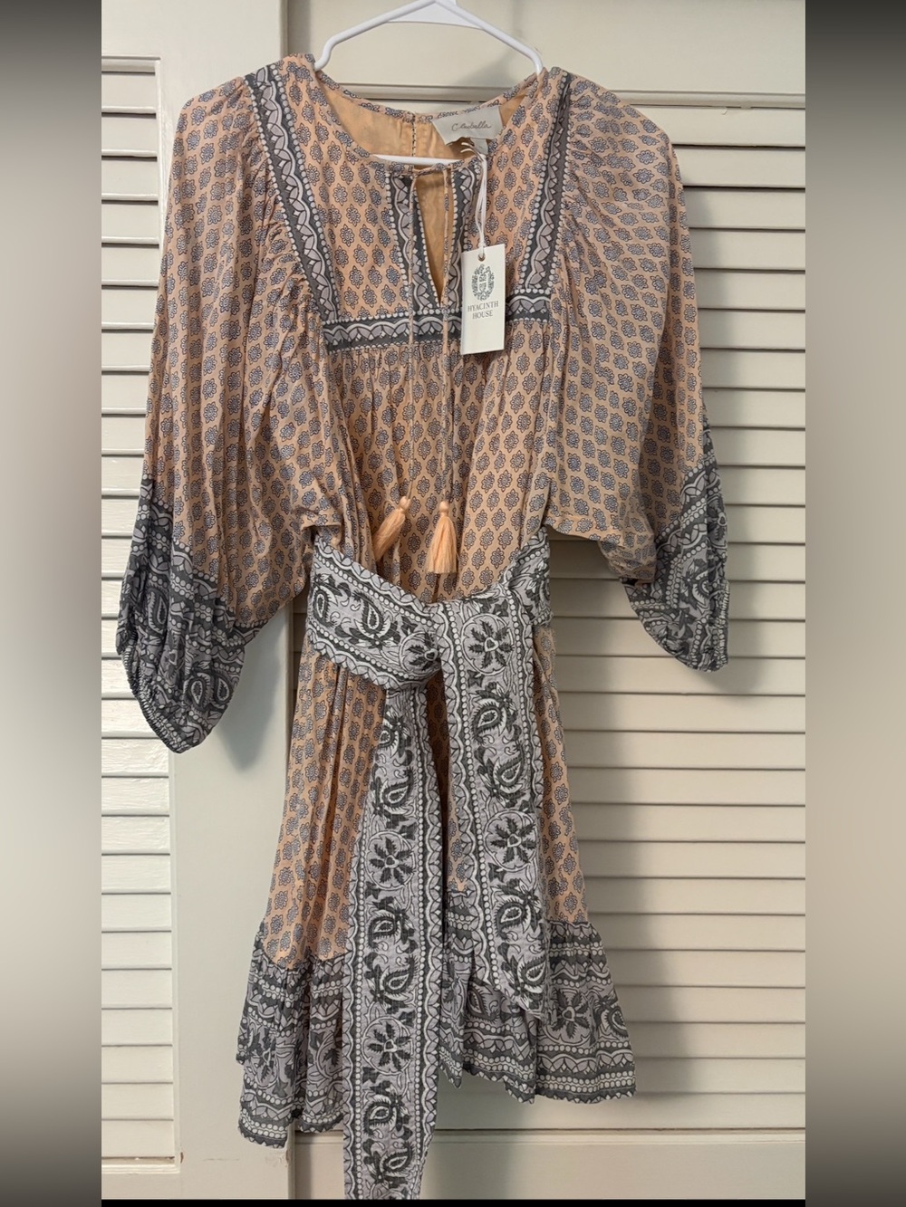 Cleobella Peach & Gray Printed Boho Dress